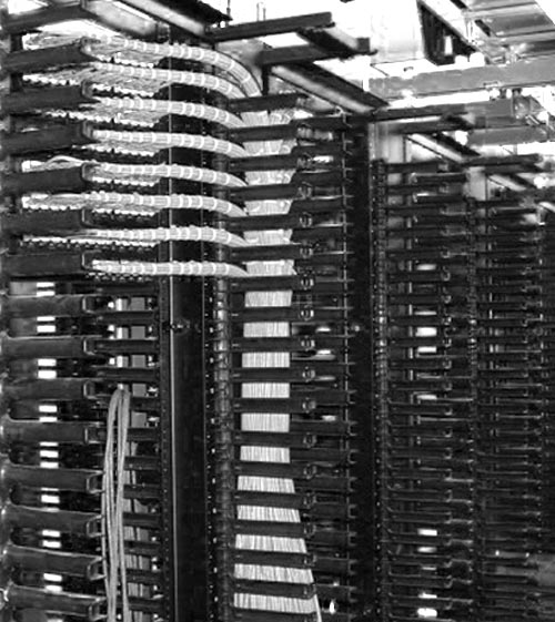 black and white image of a data center