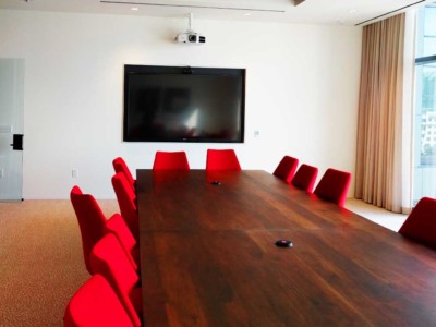 A conference room with a projector installed done by experts at NCI. conference room