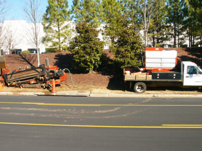 NCI builds infrastructures that support your communication systems. outside cabling in progress