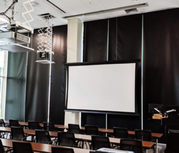projector and audio set up.